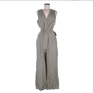MNG Sleeveless Belted Button Up Jumpsuit in Dark Greige